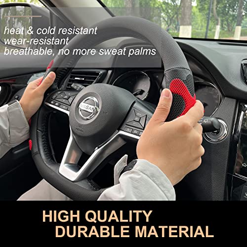 PINCTROT D Shaped Comfy Grip Steering Wheel Cover, Anti-Slip Design, Flat Bottom 14.5-15 Inch(Silicone Red) - color: 2.Red, size: D Shaped/Flat Bottom[14 1/2''-15'']