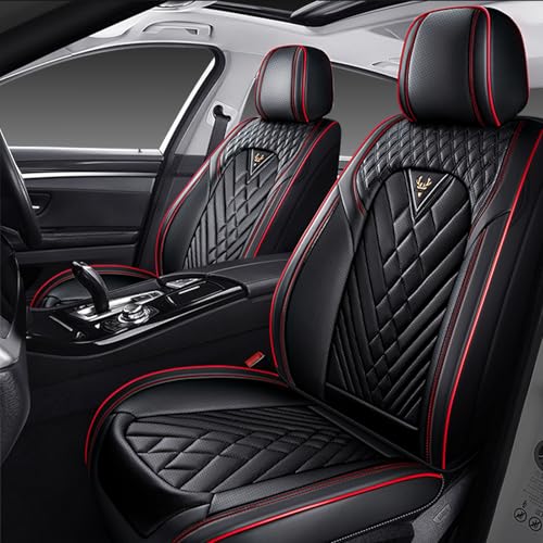 Car Seat Covers Front Seats for Honda Pilot 2003-2026, Waterproof Nappa Leather Car Seat Cover, Full Coverage Car Seat Covers Sets(2 Seats/Black Red) - color: Black Red 2 Seats, size: Honda Pilot 2003-2026