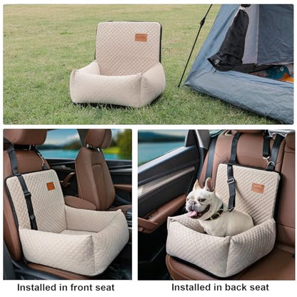 Dog Car Seat Pet Booster Seat Pet Travel Safety Car Seat,The Dog seat Made of Materials is Safe and Comfortable, and can be Disassembled for Easy Cleaning (Off White) - color: off white