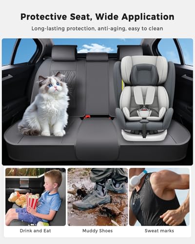Huidasource Car Seat Covers Full Set, Leather Seat Cover Universal Fit for Most Cars Sedans SUVs Trucks, Airbag Compatible, Cup Holder Access, Easy Install, Wipes Clean, Wear-Resistant, Gray - color: A-Gray, size: 5pcs Full Set