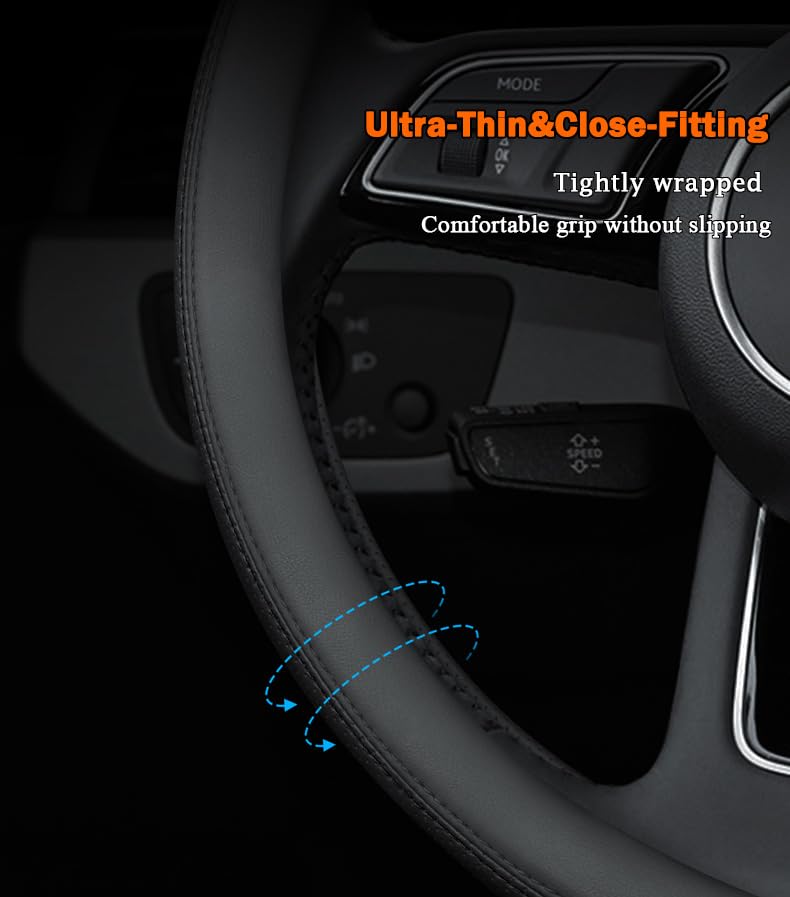 D-Shaped Steering Wheel Cover for Nissan Rogue Altima Sentra Maxima Pathfinder Kicks Versa SR SV Sport Flat Bottom Car Steering Wheel Accessories, 2026 Black 14 1/2"-15"