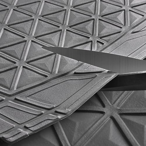 CAR PASS Bling Diamond Car Mats Gray Rubber Floor Mats Full Set Anti-Slip 3D Rhombus Waterproof Trim to Fit Liner Universal Glitter Crystal Sparkly Shining Rhinestone Girl Women SUV Sedan Van All Gray - color: Gray Rubber