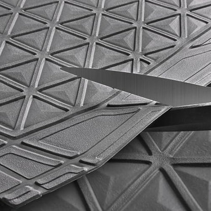 CAR PASS Bling Diamond Car Mats Gray Rubber Floor Mats Full Set Anti-Slip 3D Rhombus Waterproof Trim to Fit Liner Universal Glitter Crystal Sparkly Shining Rhinestone Girl Women SUV Sedan Van All Gray - color: Gray Rubber
