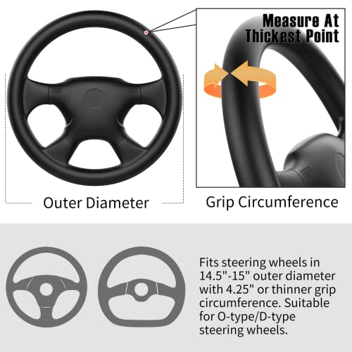SEG Direct Genuine Leather Steering Wheel Cover, Stitch On Wrap, 15 Inch Steering Wheel Wrap for Car Truck SUV Pickup Boat, DIY Sewing with Needle Thread, Black - color: Black