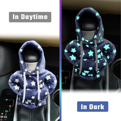 Car Gear Shifter Shift Knob Hoodie Cover Star Glow in The Dark Universal Funny Mini Automotive Interior Accessories for Gearshift, Blue - color: Blue