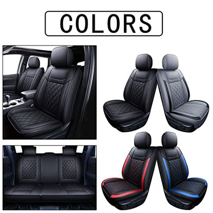 Huidasource Grand Cherokee Seat Covers, Waterproof Leather Customized Car Seat Cushion Covers, Full Set Seat Protectors Compatible with Jeep Grand Cherokee 2011-2022 (5 Pcs Full Set/Black) - color: Full Set/Black, size: Old Version