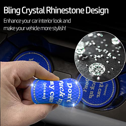 Car Cup Coasters 2 Pack - Bling Interior Accessories, Universal Cup Holder Inserts for SUV/Truck (Royal Blue, 2PC) - color: Royal Blue-2pc