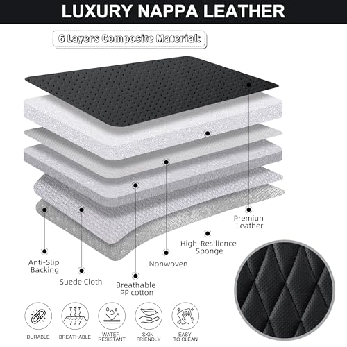 BWTJF Black Car Seat Cover 2 Pack, Universal Leather Front Seat Covers Bottom Protector, Anti-Slip and Full Wrapping Edge Compatible with Most of Vehicles - SUVs/Sedans/Pickup Trucks - color: Black, size: StyleB-Lozenge