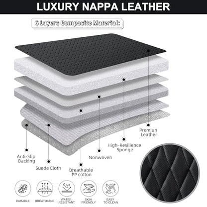 BWTJF Black Car Seat Cover 2 Pack, Universal Leather Front Seat Covers Bottom Protector, Anti-Slip and Full Wrapping Edge Compatible with Most of Vehicles - SUVs/Sedans/Pickup Trucks - color: Black, size: StyleB-Lozenge