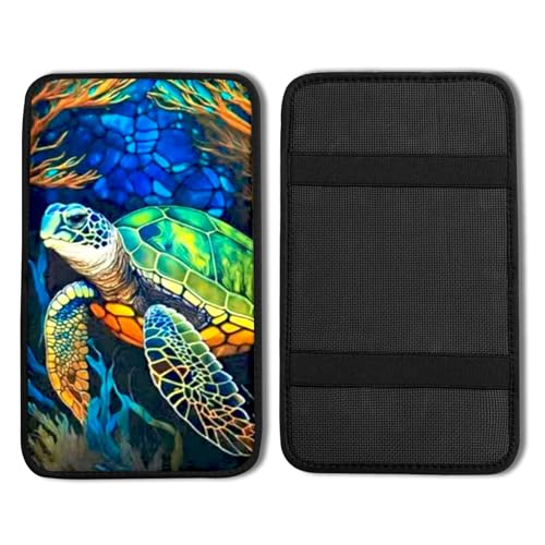 Turtle Vehicle Center Console Armrest Cover Pad,Sea Turtle Car Accessories Soft Middle Console Cushion Pad,Auto Arm Rest Mat Decor Turtles Gifts for Women Men Dad for Most Vehicle SUV Truck - color: Sea Turtle
