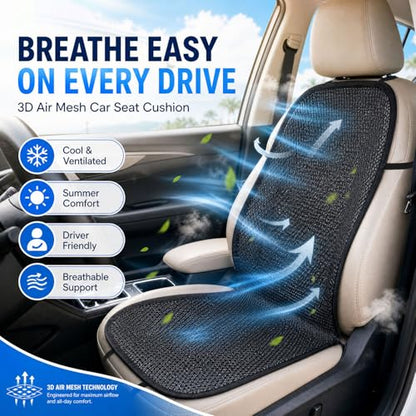 1Pcs Summer Cooling Breathable 3D Air Mesh Car Seat Cushion Pad Cover Universal Fit for Car Truck Pickup SUV Bus Driver's Seat (Black)