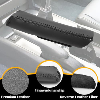 Genuine Leather Handbrake Protector Cover Compatible with Honda Accord 2008-2013 Crosstour 2010-2015 Anti-Slip Hand Brake Parking Lever Sleeve Black