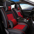Universal PU Leather Car Seat Cover Full Set w/Pillows 5-Seats SUV Seat Cover Front Rear (Black/Red Mesh) - color: Black/ Red Mesh