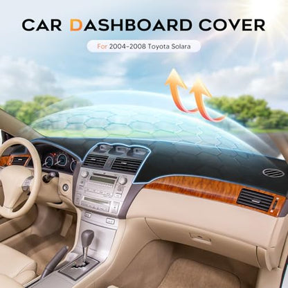 CARTIST Black Dashboard Cover for 2004-2008 Toyota Solara Accessories,Anti-Glare Non-Slip UV Protection Premium Interior Dash Cover Mat