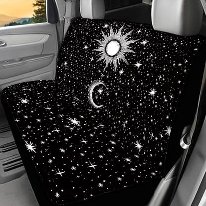 Black Car Seat Cover Old Truck Bench Seat Cover Sun Moon Star Print Car Rear Seat Cover for SUV Sedan Interior Car Accessories - color: 1 Sun Moon Star