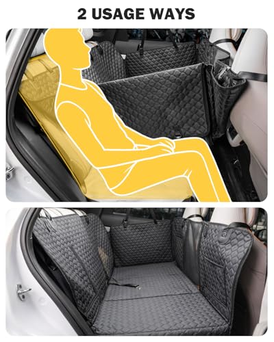 Dog Seat Cover for Back Seat, PU Dog Car Seat Cover Holds 420 lbs, Material Waterproof, Anti Scratch, Easy to Use and Clean, Hard Bottom Back Seat Extender for Dogs, Comfortable Car, SUV, Truck - size: Standard - PU