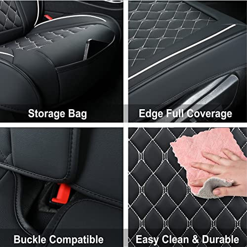 Car Seat Covers Front Pair,Universal Fit for Most Cars,SUV,Sedans and Pick-up Trucks,Automotive Faux Leather Vehicle Cushion Covers(Front Pair,Black/White) - color: Blackwhite, size: Front Pair