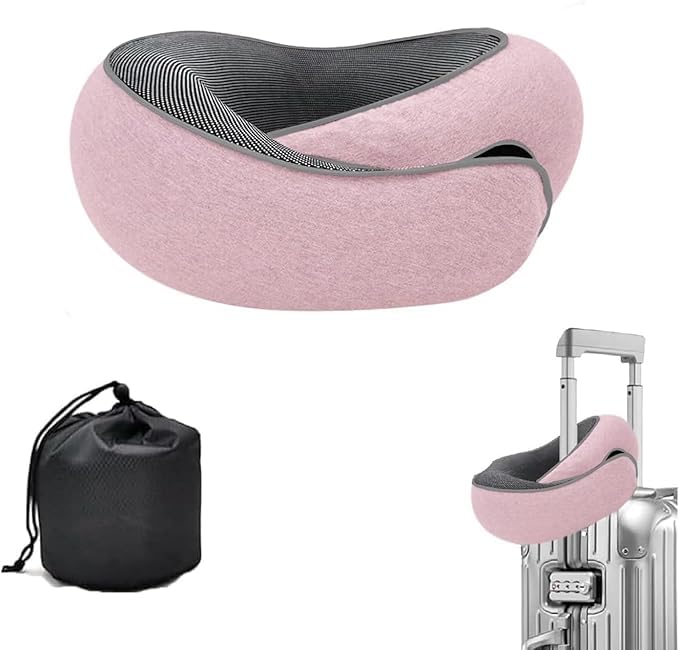 WEERSHUN Travel Pillow for Airplanes, 2026 New Memory Foam Neck Pillow with Chin Wrap for Traveling, Suitable for Airplanes, Offices and Cars (Pink)