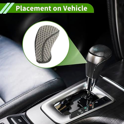 Universal Gear Shift Knob Cover Stick Shifting Handle Protector Manual Fabric 1 Pc Anti-Slip Grey - color: Gray