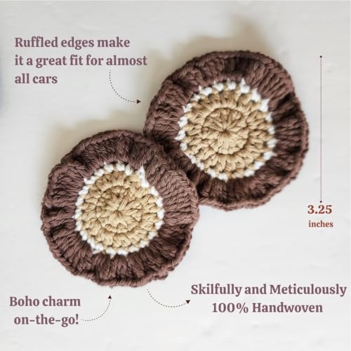 Cotton Crotchet Ruffled Flower Coaster Set (Warm Mocha) - color: Warm Mocha