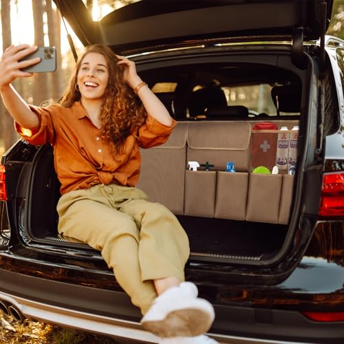 Car Trunk Organizer Backseat Hanging Organizer with Storage Pockets for Subaru Crosstrek, Forester, Outback, Ascent 2000-2024 2025 Car Accessories - color: Brown, size: 40" x 18"