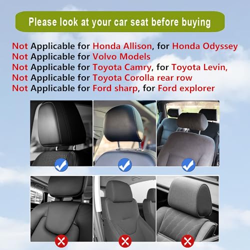 Car Headrest Pillow, Adjustable Head Rest Pillow for Car Seat, Head Neck Support for Kids Adults Travel Sleeping, Fit for Headrest with Poles (Black)