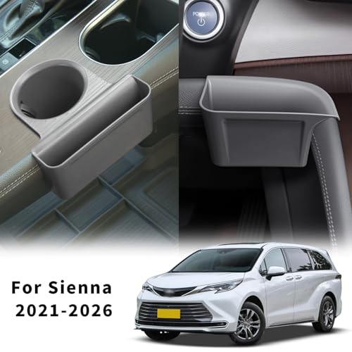 2PCS Cup Holder Storage Box for Toyota Sienna 2021-2026 Gear Shift Insert Organizer Tray Pockets Cup Groove Storage Multifunction Box(Gray) - size: Cup Holder Storage Box