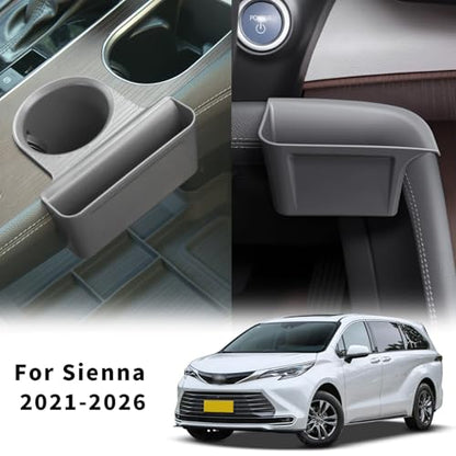 2PCS Cup Holder Storage Box for Toyota Sienna 2021-2026 Gear Shift Insert Organizer Tray Pockets Cup Groove Storage Multifunction Box(Gray) - size: Cup Holder Storage Box