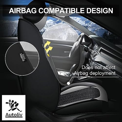 Custom Fit Faux Leather Seat Covers for Nissan Frontier 2007-2026 Full Set 5 Seats, Airbag Compatible, Black & Gray - color: #050 Black & Gray, size: 5 Seats