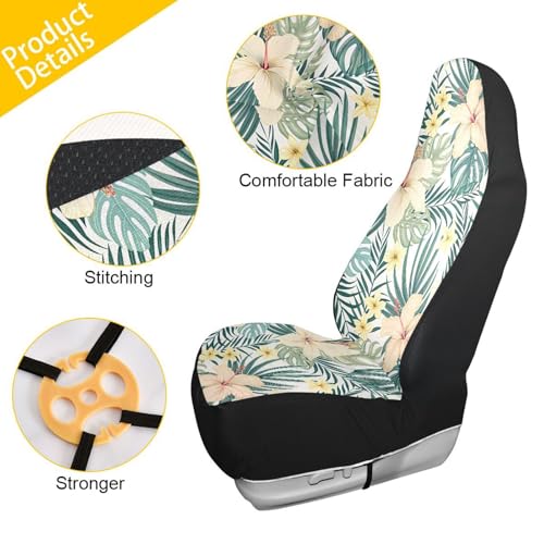 Tropical Hibiscus Flowers Car Seat Cover - 2 PCS Auto Front Seat Covers Breathable Bucket Seats Protector for Car SUV Truck - Universal Fit