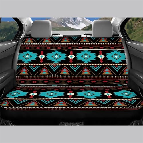 WELLFLYHOM Navajo Aztec Rear Bench Seat Cover for Cars Truck SUV Western Tribal Car Seat Covers for Women Men Geometric Stripe Back Seat Backrest Saddle Blanket Protector Set of 2 - color: 01 Tribal Navajo Aztec