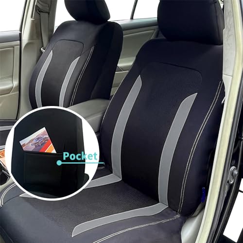 4PCS Cooling Car Seat Covers,Breathable Front Seat Covers with Mesh Construction and Foam Padding,Car Seat Protector to Reduce Back Sweating,Universal Car Interior for Car SUV (Gray) - color: Gray
