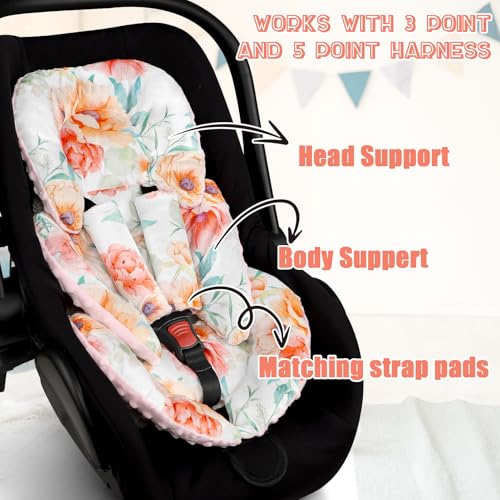 GFU Infant Stroller mat, Fits for Stroller, Swing, Flowers - color: Pink Flowers