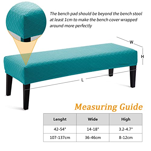 Fuloon Stretch Jacquard Dining Bench Cover - Anti-Dust Removable Bench Slipcover Washable Seat Cushion Protector for Bedroom, Kitchen, Hotel, Banquet (Peacock Blue) - color: Peacock Blue