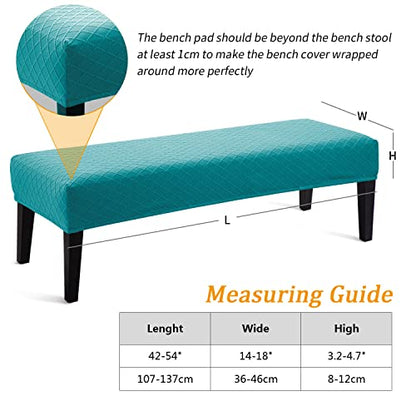 Fuloon Stretch Jacquard Dining Bench Cover - Anti-Dust Removable Bench Slipcover Washable Seat Cushion Protector for Bedroom, Kitchen, Hotel, Banquet (Peacock Blue) - color: Peacock Blue