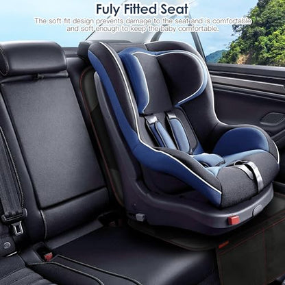 Sinvitron Car Seat Protector for Child Car Seat - Waterproof Non-Slip Leather Mat with 2 Mesh Pockets, Universal Seat Cover for Baby, Pets & Vehicles (1-Pack, Black) - color: 1 Pack Back