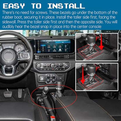2-Pack Manual Transmission Shifter Bezels Compatible with Jeep Cherokee/Wrangler - Black
