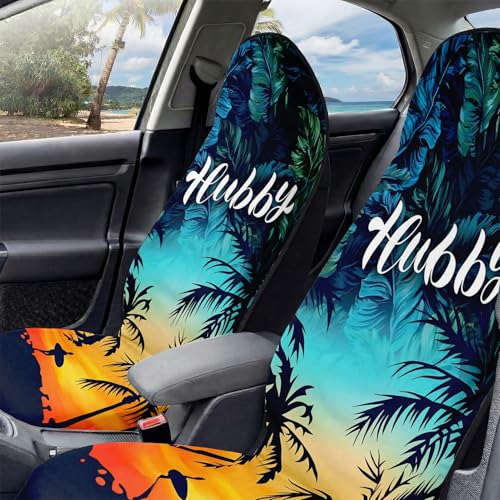 2 Pack Car Seat Towel Covers, Sweat-Proof Microfiber Seat Protectors for Gym, Running, Beach & Workout, Breathable Quick-Dry, Machine Washable, Tropical Palm Sky Print, Universal Fit - color: Tropical Palm Sky