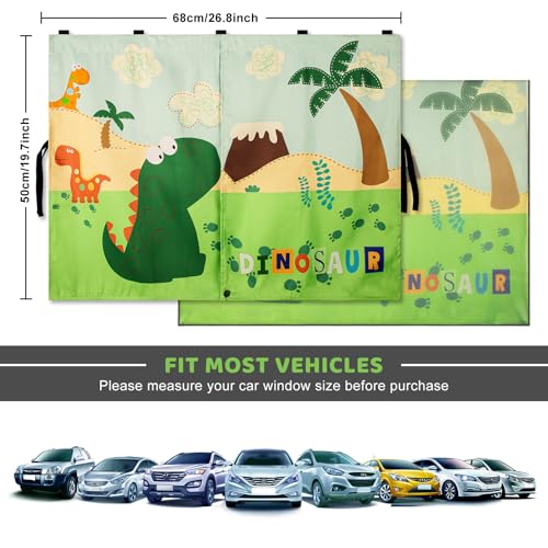 Car Window Shades with Cute Patterns, 2pcs Magnetic Car Curtains for Privacy Protection Full Covers/Half Shade Options, Auto Sunshades Sunglare/UV Blocker - color: Green