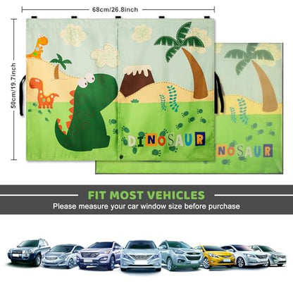 Car Window Shades with Cute Patterns, 2pcs Magnetic Car Curtains for Privacy Protection Full Covers/Half Shade Options, Auto Sunshades Sunglare/UV Blocker - color: Green