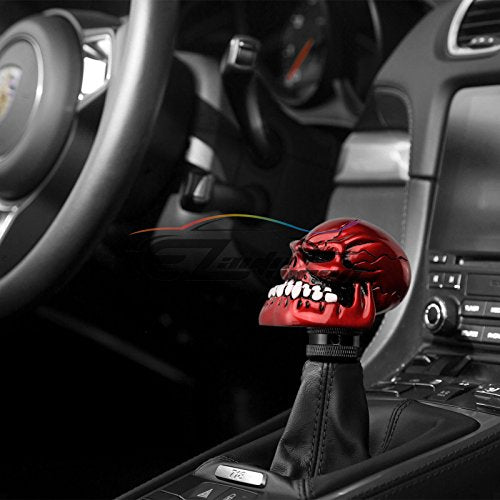 EZAUTO WRAP Red Universal Manual Wicked Skull Head Gear Stick Car Shift Knob Shifter Halloween - color: Red