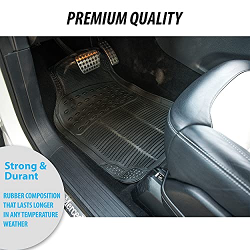 ZONETECH All Weather Rubber Car Interior Floor Mats 3-Piece Trimmable Waterproof Odorless Black Heavy Duty Universal Fit - size: 3-Piece Trimmable Floor Mats