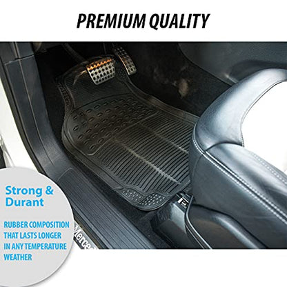 ZONETECH All Weather Rubber Car Interior Floor Mats 3-Piece Trimmable Waterproof Odorless Black Heavy Duty Universal Fit - size: 3-Piece Trimmable Floor Mats