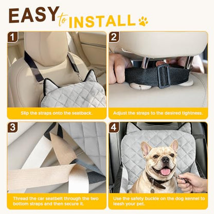 Dog Booster Car Seats for S/M Dogs Up to 35lbs,Pet Car Seat/Travel Bed with Washable&Removable Cover,Storage Pockets,Dog Safety Belt and Elevated Cushion Fits in Front/Back Seat - color: Grey