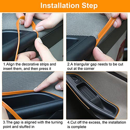 5M/16.4Ft Car Interior Moulding Trim, Universal Car Interior Trim Strips Car Interior Decorative DIY Door Dashboard Gap Trim Strip with Installing Tool (Orange)