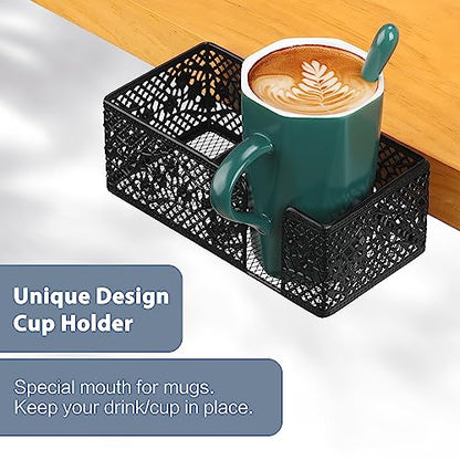 Desk Organizer Clip on Desk Cup Holder Pencil Holder for Desk Storage Beverages Phone Holder Desk Organizer and Accessories Office School Home