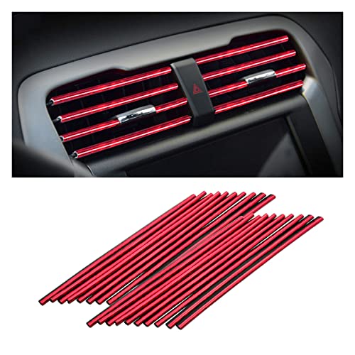 20 Pieces Car Air Conditioner Decoration Strip for Vent Outlet, Universal Waterproof Bendable Air Vent Outlet Trim Decoration, Suitable for Most Air Vent Outlet, Car Accessories (Ice Red) - color: Ice Red