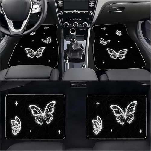 Universal Fit Car Floor Mats Set of 4Pcs, Dreamlike Butterfly Pattern All-Weather Front Rear Car Carpet Mats, Non-Slip Car Floor Mat Car Accessories for Automotive Trucks SUV Sedans Vans - color: Dreamlike Butterfly