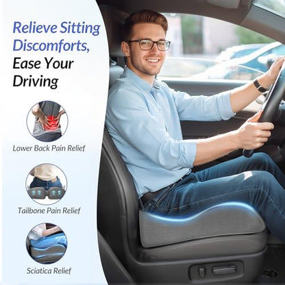 Gel Seat Cushion for Office Chair and Car Seat with Ergonomic Zoning, Memory Foam Chair Cushion for Sciatica, Lower Back, Tailbone Pain Relief and Intimate Ventilation, Non-Slip & Airy Cover
