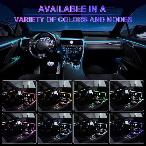 Smart Car LED Interior Lights with USB Port, LED Strip Fiber Optic Lights, Wireless App and Remote Control, Sync to Music, Car Accessories Gifts for Women and Men, 6 in 1 - size: 6 in 1- Remote Control